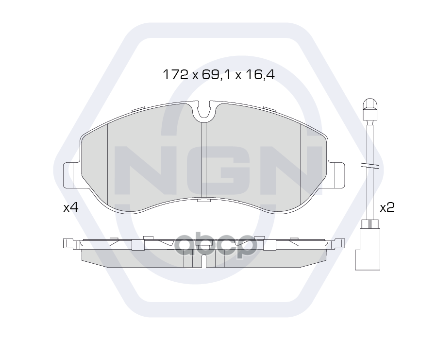 Колодки тормозные керамические  передние FORD Transit 13> / Transit/Tourneo Custom 12> NGN арт. 3501287