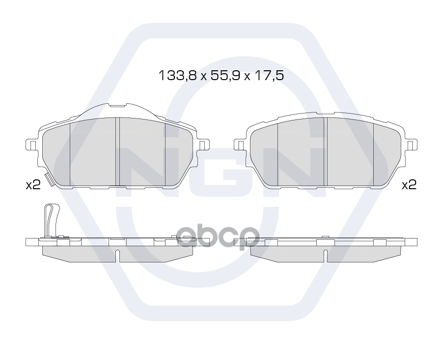Колодки тормозные керамические  передние CHRYSLER Voyager V 07>  JEEP Wrangler III 07> NGN арт. 3501308
