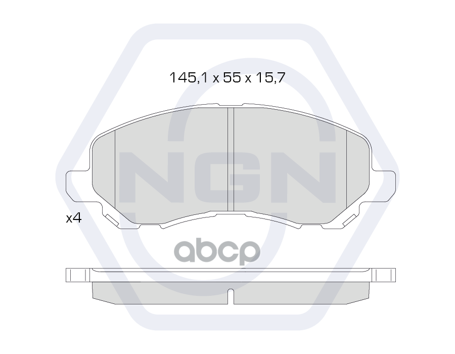 Колодки тормозные керамические  передние MITSUBISHI Lancer 03> / Outlander/Galant 00-04/Space Runner NGN арт. 3501314