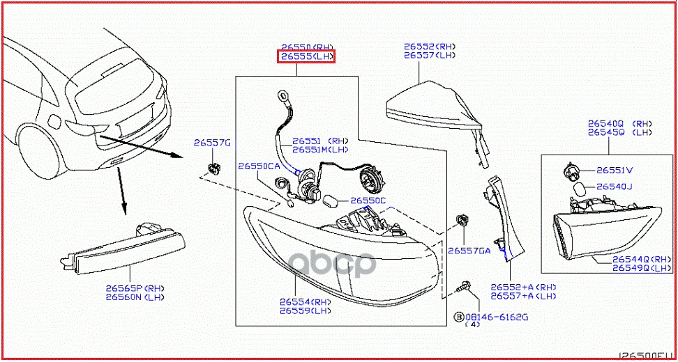 Фонарь Задний Наружный Левый Infiniti Fx 35/50 (S51) (2008>) NISSAN арт. 265551CH0A
