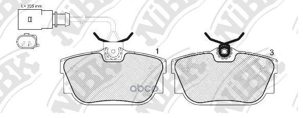 Колодки тормозные дисковые (с датчиком износа) VOLKSWAGEN T4 96/SHARAN 00/GALAXY R16 0006  PN0035W NiBK арт. PN0035W