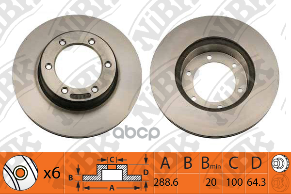 Диск тормозной NiBK RN1005  GREAT WALL SAFE  TOYOTA 4 RUNNER I (_N5_  _N6_  _N7_)  4 RUNNER II (_N1_ NiBK арт. rn1005