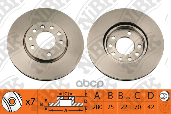 Диск тормозной передний OPEL ASTRA G/H 98-09/MERIVA 03-/ZAFIRA 99- RN1112 NiBK арт. RN1112