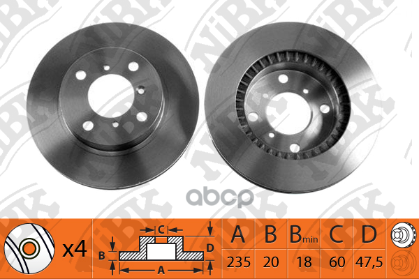 Диск Тормозной Передний Suzuki Baleno 95-02 /Vent.d=235Mm Nibk Rn1129 NiBK арт. RN1129