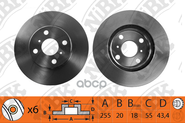 Диск тормозной TOYOTA VITZ 1.0 1999 - 2005  TOYOTA VITZ 1.3 1999 - 2005  TOYOTA bB 1.5 2000 - 2005 NiBK арт. rn1144