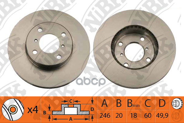Диск тормозной SUZUKI BALENO 1.8/1.9 96-02/LIANA 1.3-1.6 01- передний RN1205 NiBK арт. RN1205