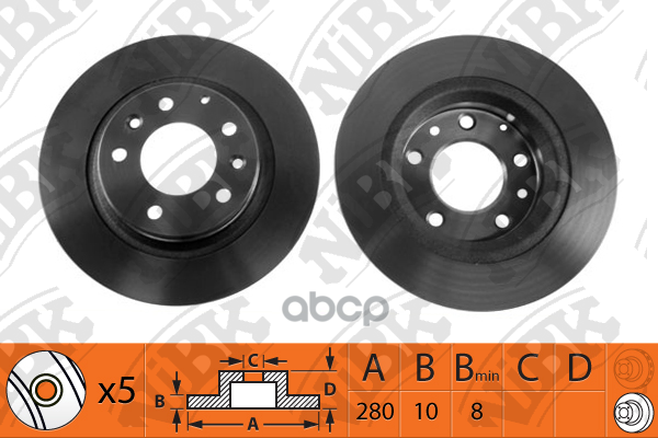 Диск тормозной MAZDA 6 07/MX-5 08/MAZDA 323 0104/MAZDA 626 9902 задний RN1208 NiBK арт. RN1208