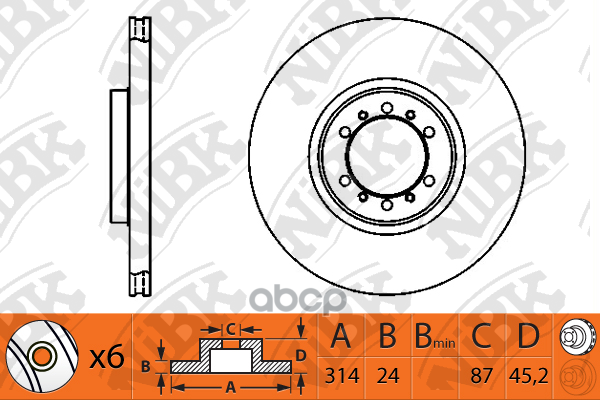 Диск тормозной MITSUBISHI PAJERO 2.5-3.0 90-00/PAJERO SPORT 2.5-3.0 98- передний RN1217 NiBK арт. RN1217
