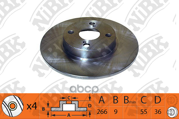 Диск тормозной TOYOTA COROLLA 1.6 2000 - 2002  TOYOTA COROLLA 1.8 1998 - 2002  TOYOTA COROLLA 1.4 20 NiBK арт. rn1228