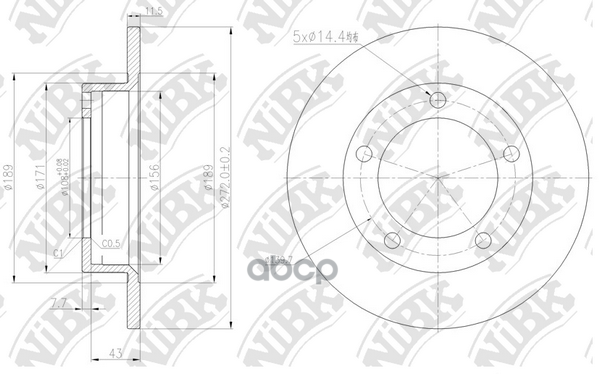 Диск тормозной NiBK арт. rn1454