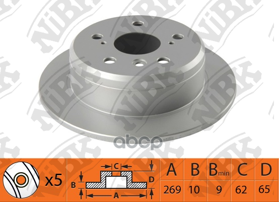 Диск тормозной задн. TOYOTA Camry седан IV (V20) 2.2/3.0 Бензиновый 1996 - 2001 / Mark II универсал NiBK арт. rn1486