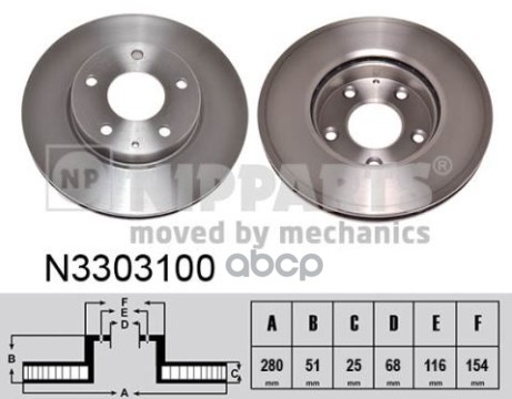 Диск тормозной Mazda 3 2013- Nipparts арт. n3303100