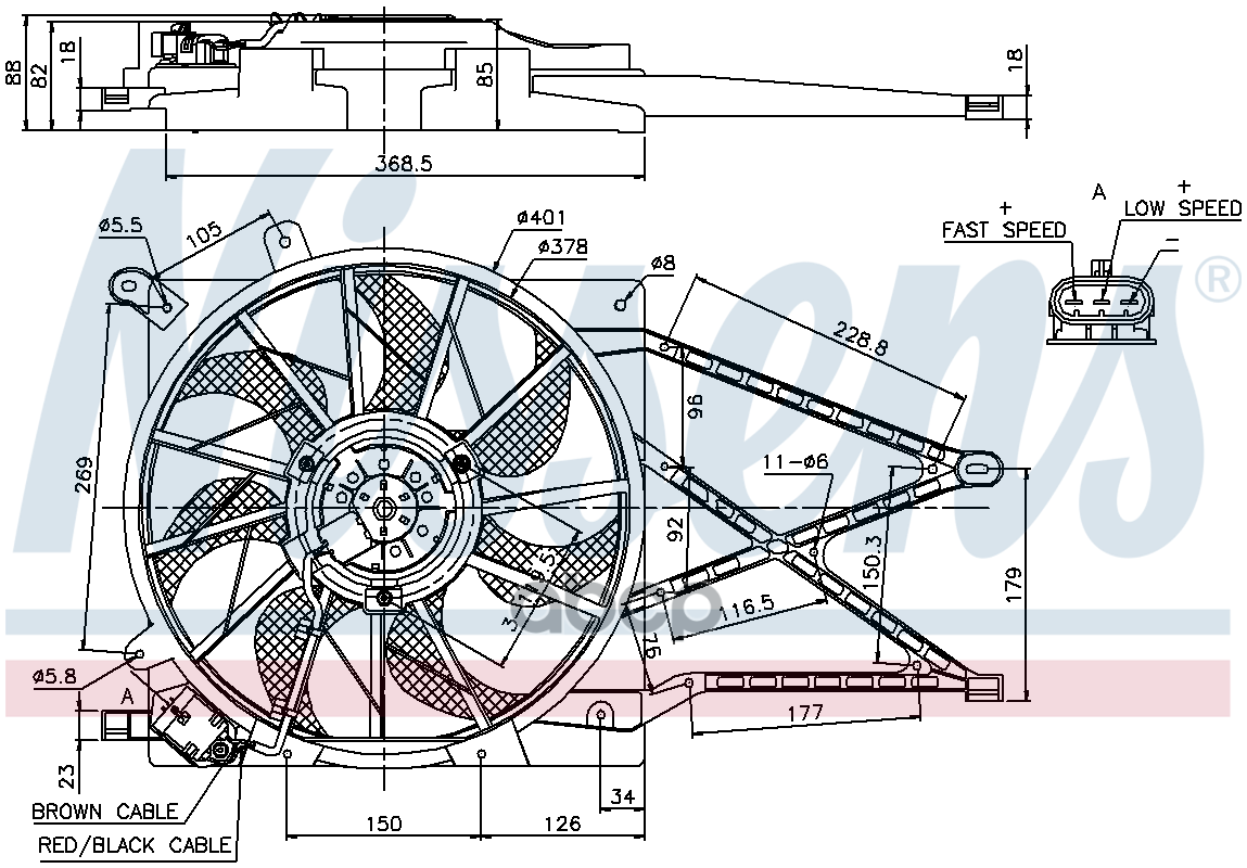 Вентилятор Opel Astra / Zafira 1 2 98- Nissens арт. 85185