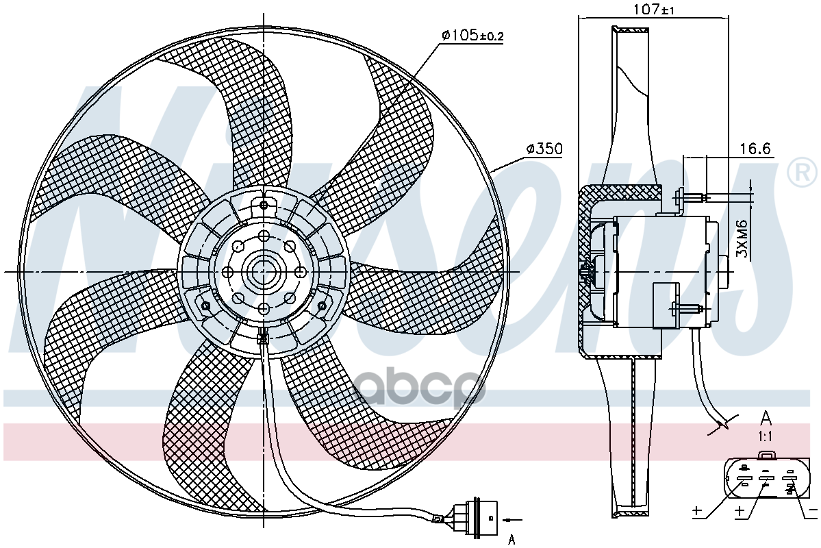 Вентилятор Seat Toledo Ii (1M2) (98-) 1.6 I  Seat Toledo Ii (1M2) (98-) 1.9 Tdi  Seat Toledo Ii (1M2 Nissens арт. 85725