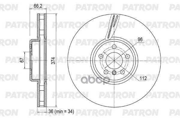 Диск тормозной пер. лев. (парный - PBD1137) BMW 3/4/5/6/7/8/X3/X5 PATRON PBD1138 PATRON арт. PBD1138