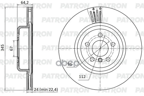 Диск тормозной зад. BMW 3/4/5/6/7/8/X3/X5/X6/X7-series 17- (d  345 mm) PBD1140 PATRON арт. PBD1140