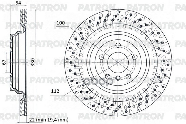 Диск Тормозной Зад. Mb Gle/M-Class (W166) 15- (+Перф) PATRON арт. PBD1384DR