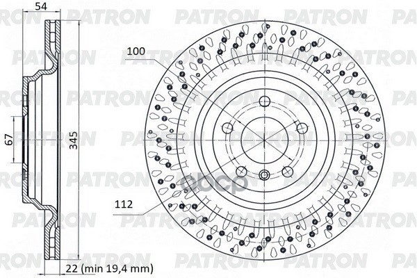 Диск Тормозной Зад. Mb Gl-Class (X166) 12-15 (+Перф) PATRON арт. PBD1399DR