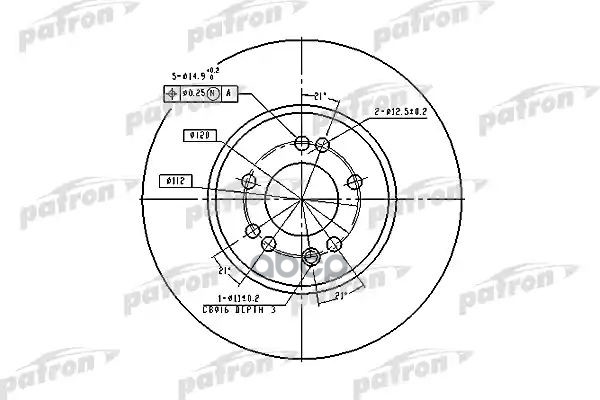 Тормозной диск PBD1585 (DF1585) PATRON арт. PBD1585