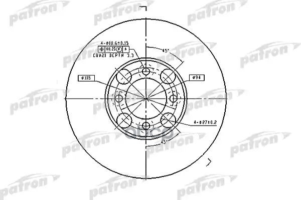 Диск Тормозной Передн Mazda: 626 Ii 83-87, 626 Ii Hatchback 83-87 PATRON арт. PBD1998