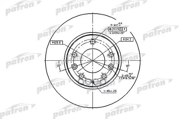 Диск тормозной передн PBD4386 PATRON арт. PBD4386