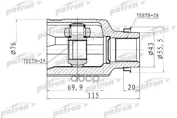 Шрус Внутренний Правый 29X43x28 Mazda 323 Bj 98-04, Mazda 2 De 07- PATRON арт. PCV1011