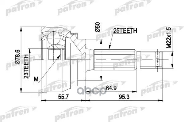 Шрус Наружн К-Кт 25X50x23 Mitsubishi: Galant 83-88 PATRON арт. PCV1104