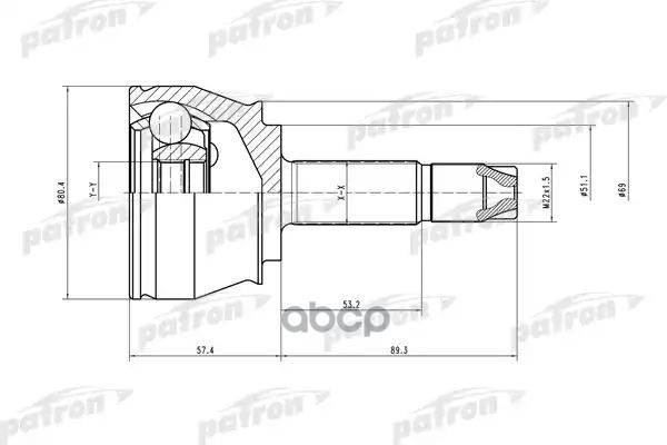 ШРУС наружн к-кт 22x51x22 FIAT Doblo 01 PATRON арт. pcv1374