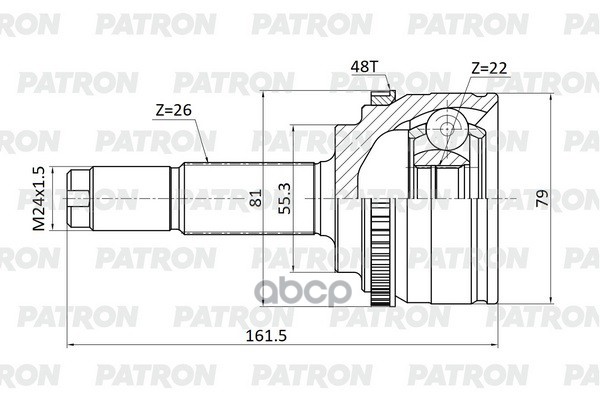 Шрус Наружный 26X55,3X22 Lifan X60 Левый PATRON арт. PCV2128