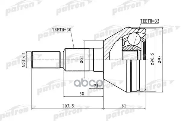 Шрус Наружн 30X55x32 Chevrolet: Malibu 97-03, Classic 04-05  Oldsmobile: Alero 99-04  Pontiac: Grand Am 01-04  Saturn: Aura 0...