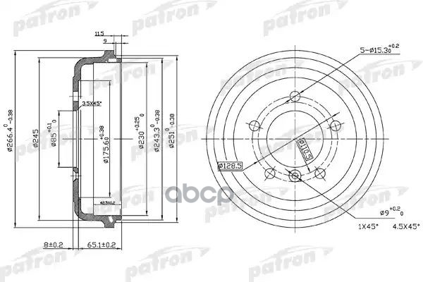 Барабан Тормозной Задн Mercedes-Benz: T1 C Бортовой Платформой 77-96, T1 Автобус 77-96, T1 Фургон 82-96 PATRON арт. PDR1095