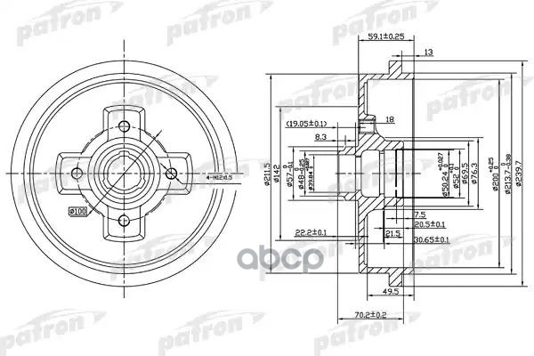 Барабан Тормозной Задн Pdr1208 PATRON арт. PDR1208
