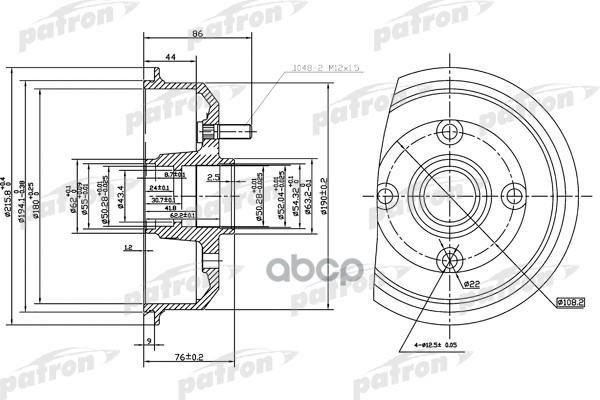 Барабан Тормозной Задн. Ford Escort/Fiesta All 95> C Abs PATRON арт. PDR1529