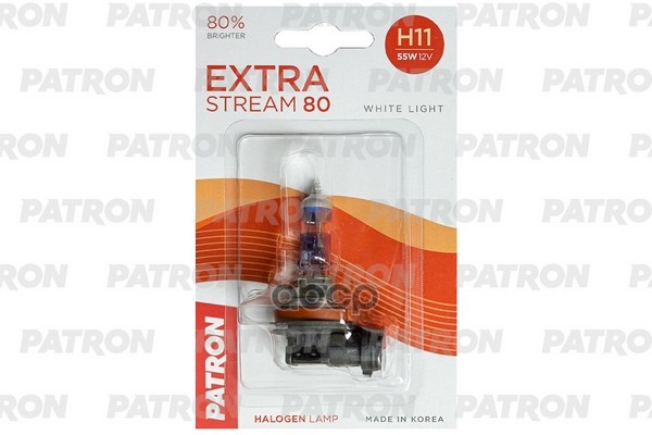 Лампа Галогенная Блистер 1Шт H11 12V 55W 3500K Pgj19-2 Extra Stream 80 (+80% Яркости, Белый Свет, +40М Светового Потока) Сдел...