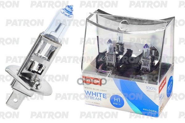 Комплект Галогенных Ламп Коробка 2Шт H1 12V 55W 3800K P14.5s White Stream (+100% Яркости, Яркий Белый Свет, +50М Светового По...