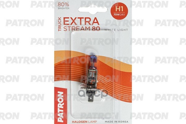 Лампа Галогенная Блистер 1Шт H1 24V 70W 3500K P14.5s Truck Extra Stream 80 (+80% Яркости, Белый Свет, +40М Светового Потока) ...