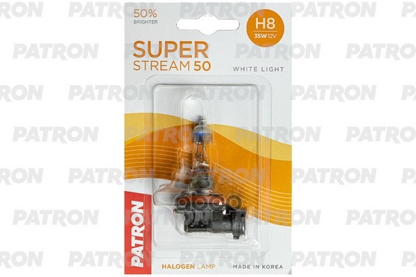 Лампа Галогенная Блистер 1Шт H8 12V 35W 3400K Pgj19-1 Super Stream 50 (+50% Яркости, Стандартный Свет, +20М Светового Потока)...