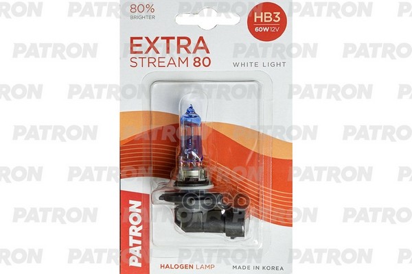 Лампа Галогенная Блистер 1Шт Hb3 12V 60W 3500K P20d Extra Stream 80 (+80% Яркости, Белый Свет, +40М Светового Потока) Сделано...