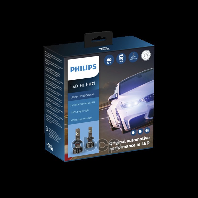 Комплект Светодиодных Ламп Led H7 Px26d 12/24V 18W 5800К X2 (2Шт) Philips арт. 11972U90CWX2