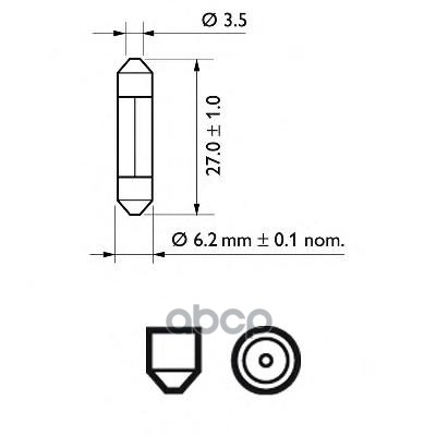 Лампа Fest T6 12V-3W (Sv6-6,2/27) Philips арт. 12818CP