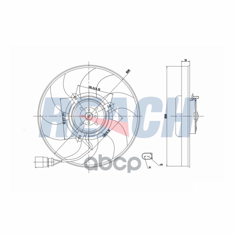 Вентилятор радиатора VW Passat 1.4 i FSi * Right 200W11/08- REACH арт. 51-12158