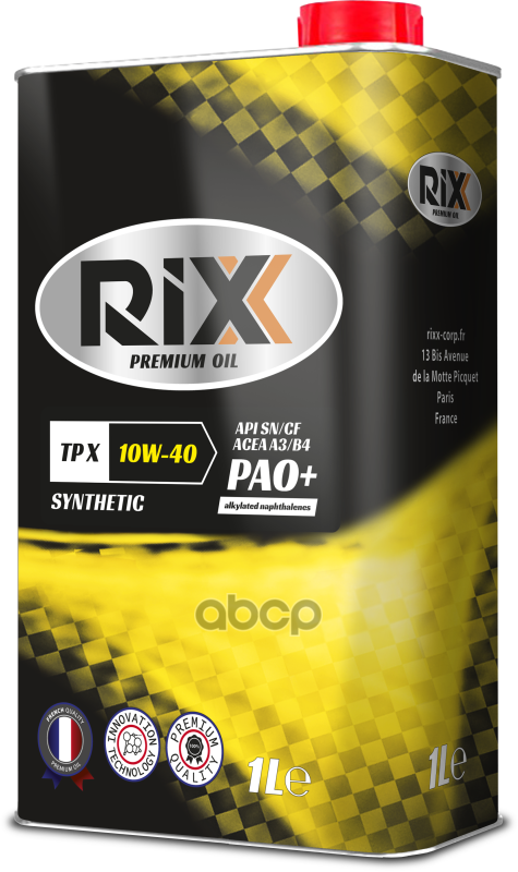 RIXX Синтетическое Моторное Масло Rixx Tp X 10W-40 Sn/Cf A3/B4  1 Л