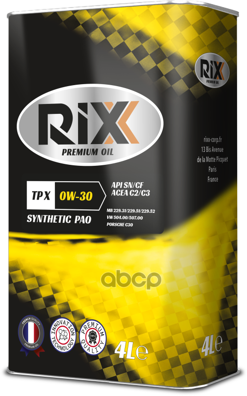 RIXX Моторное Масло   Синт Rixx Tp X 0W-30 Sn/Cf Acea C2/C3  4 Л