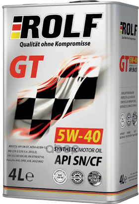 ROLF Масло Моторное Синтетическое Gt 5W40 Sn/Cf, A3/B4 4Л (Металл) 4Л По Цене 3Л