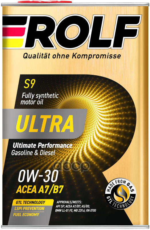 ROLF Масло моторное синтетическое Ultra 0W30 SP, A7/B7 4л