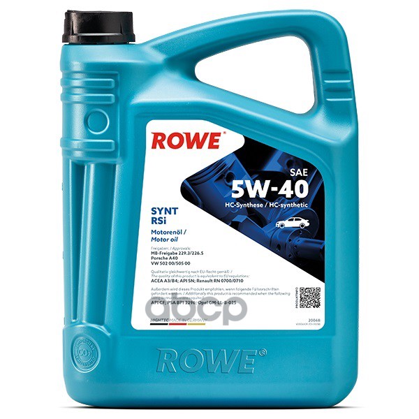 ROWE Масло моторное синтетическое Rowe Hightec Synt Rsi 5W-40 (4л)