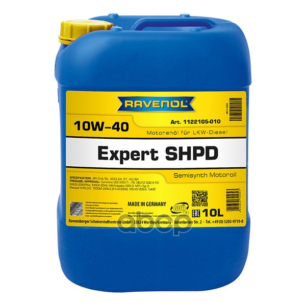Ravenol Масло Моторное 10W-40 10Л Expert Shpd (Полусинтетика) 1122105010
