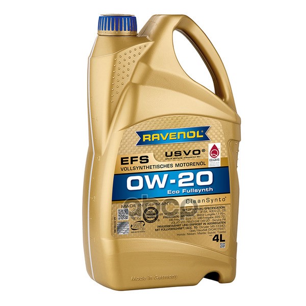 Моторное масло RAVENOL EFS 0W-20 4л (111110500401999) 4014835843158 Ravenol арт. 4014835843158