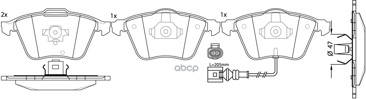 Колодки тормозные дисковые передние (с 1 датчиком износа) SB Nagamochi арт. BP33399W