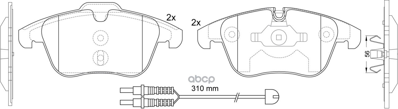 Колодки тормозные дисковые передние (с 2 датчиками износа) SB Nagamochi арт. BP51462W
